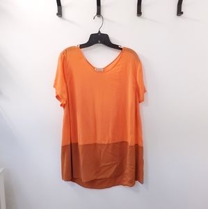 Peach and khaki color block lucky brand top